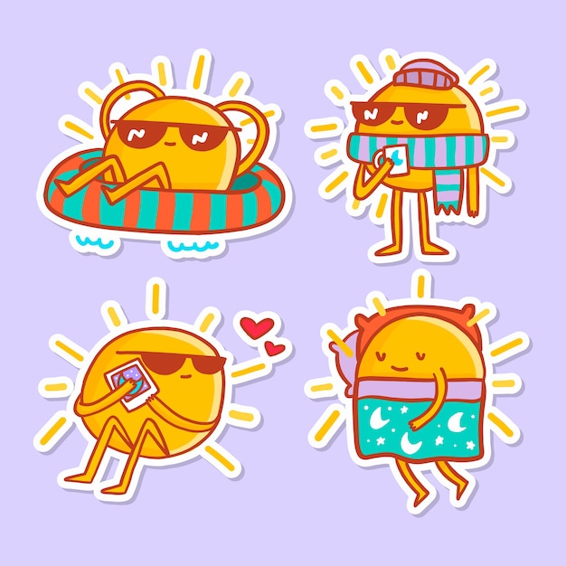 Free vector funny drawing with stickers collection