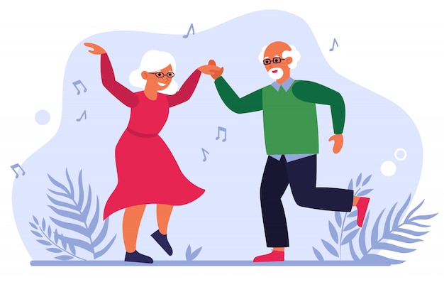 Free vector funny elderly couple dancing