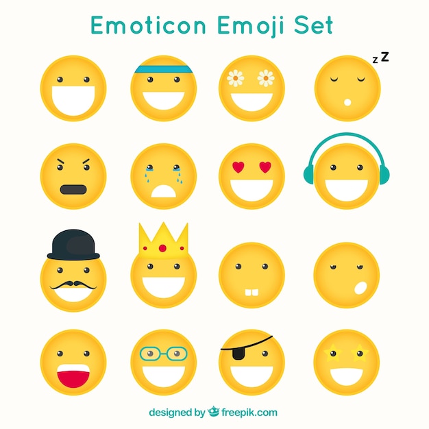 Vettore gratuito divertenti emoticon con diverse facce