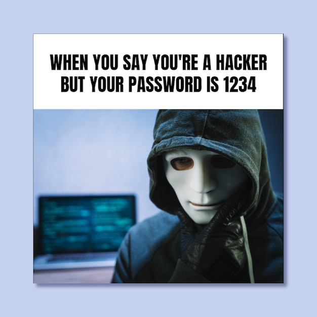 Vettore gratuito modello di meme hacker falso divertente