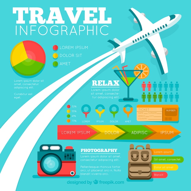 무료 벡터 재미있는 평면 디자인 여행 infographic