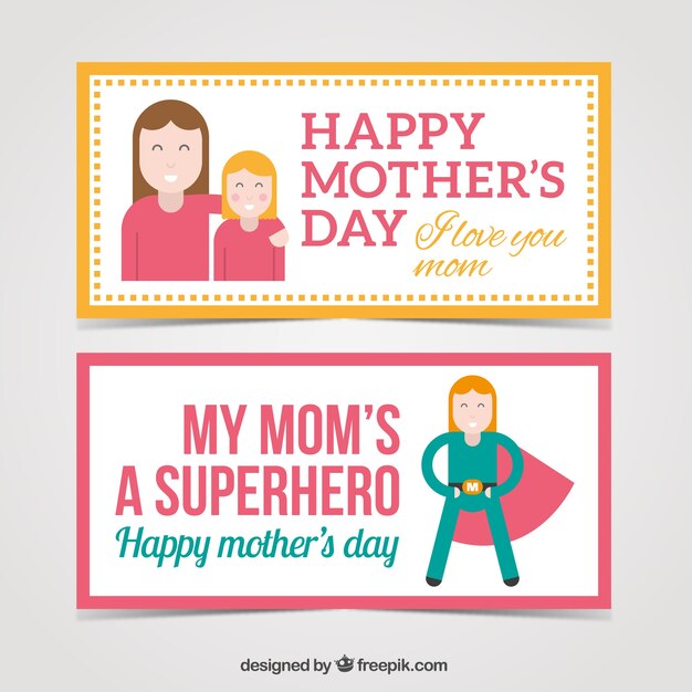 Funny flat mother's day banners 