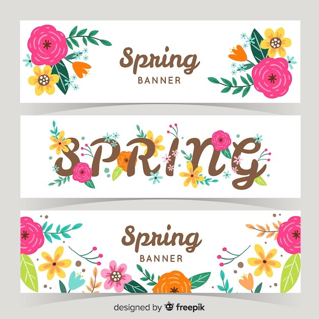 Funny flowers spring banner