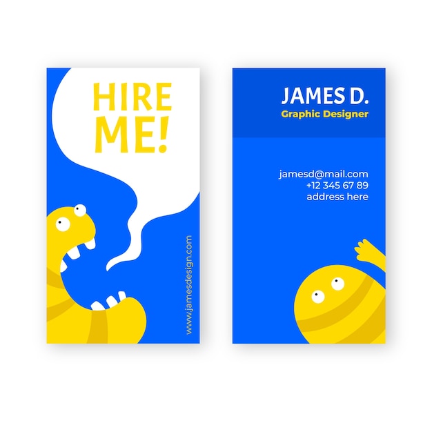 Funny graphic designer business card template