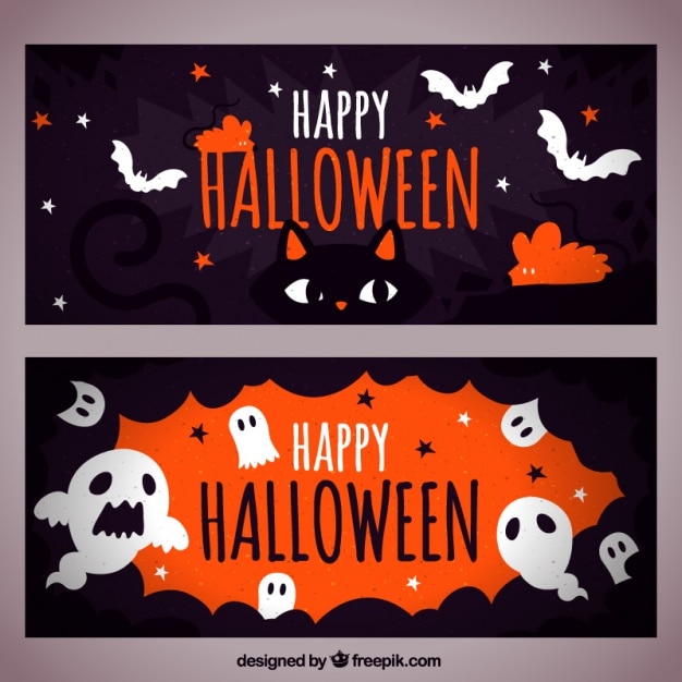 Free Vector | Funny halloween banners