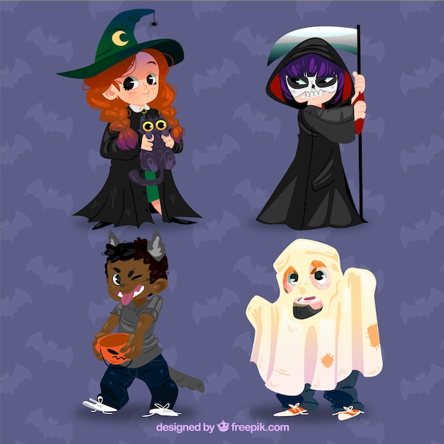 無料ベクター 面白いハロウィーンのキャラクター