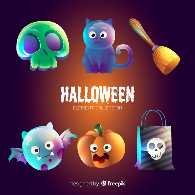 Funny halloween elements collection