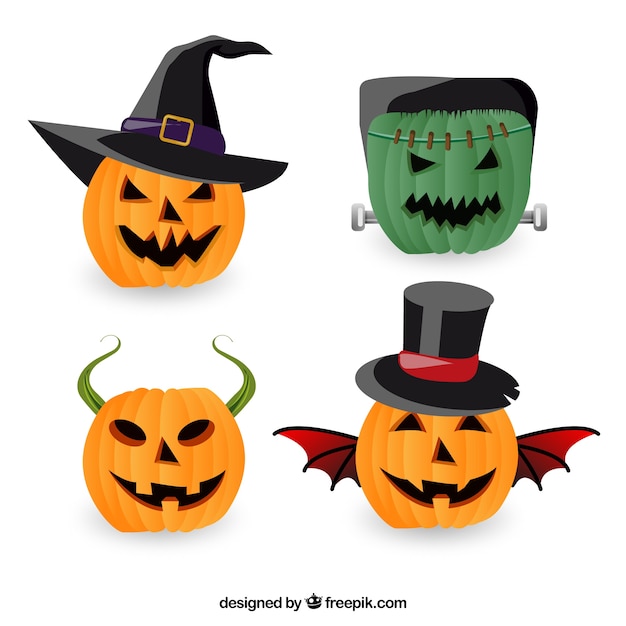 Free vector funny halloween pumpkins