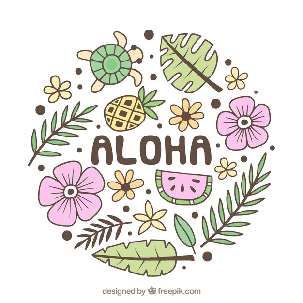 Funny hand drawn aloha background