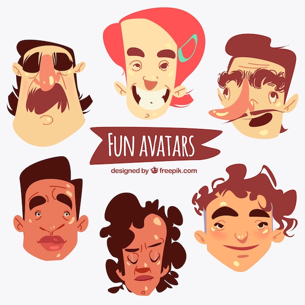 Free vector funny hand drawn avatars