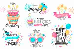 Free vector funny hand drawn birthday collection