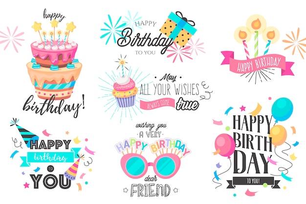 Funny hand drawn birthday collection