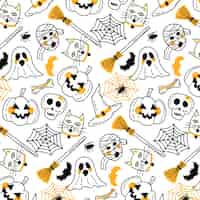 Free vector funny hand drawn halloween pattern