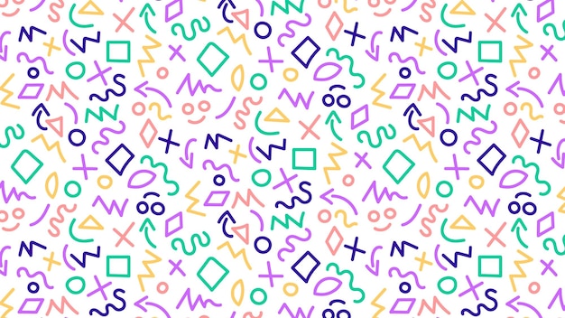 A funny hand-drawn pattern of doodles