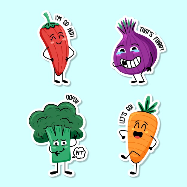 Funny hand-drawn sticker set