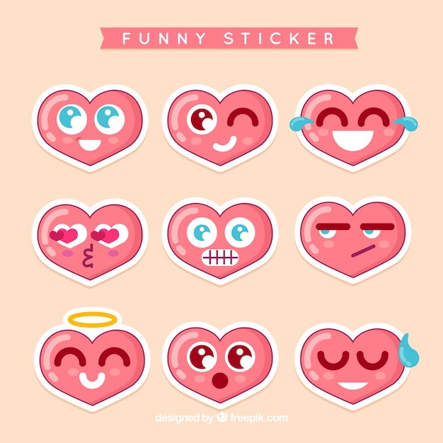 Free Vector, Cute love sticker collection