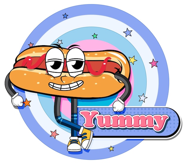 Funny hotdog cartoon character