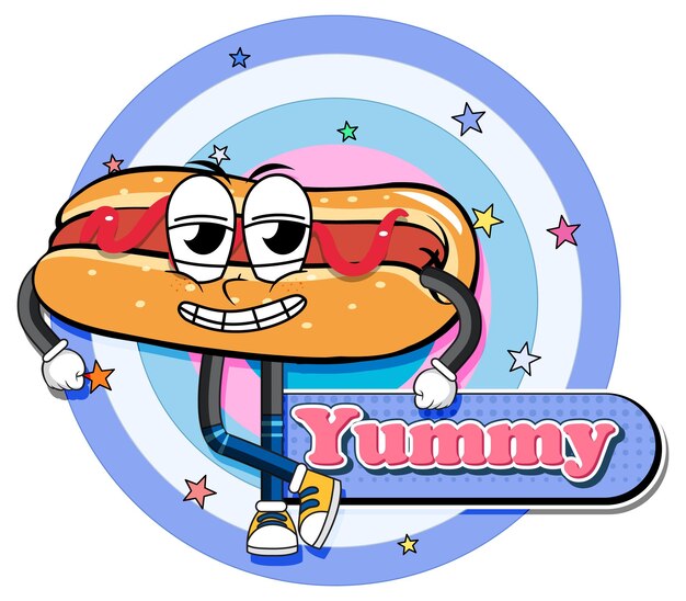 Funny hotdog cartoon character