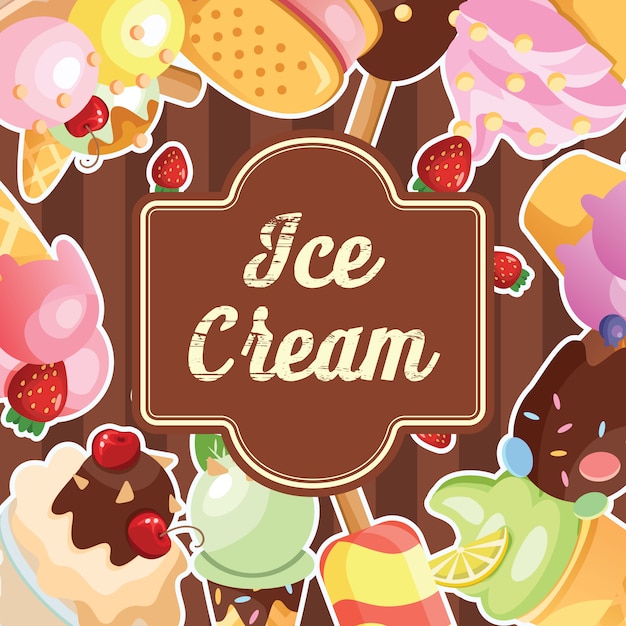 Free vector funny ice cream background.