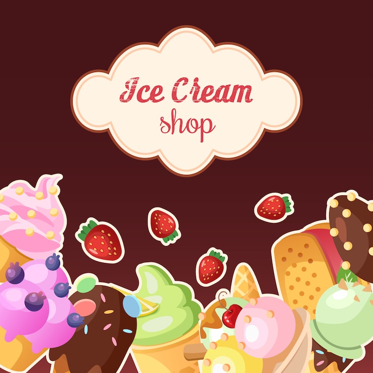 Free Vector funny ice cream background. 