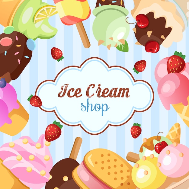 Free vector funny ice cream background.