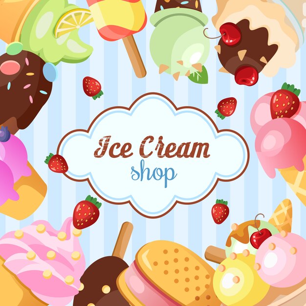 Funny ice cream background. 
