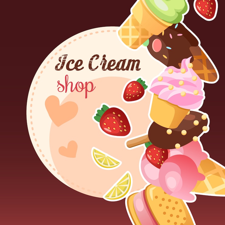 Free Vector funny ice cream background. 