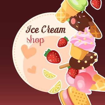 Funny ice cream background.