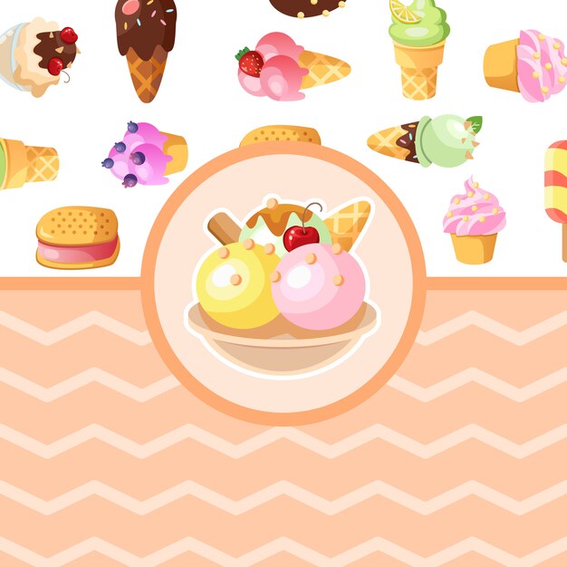 Funny ice cream background.