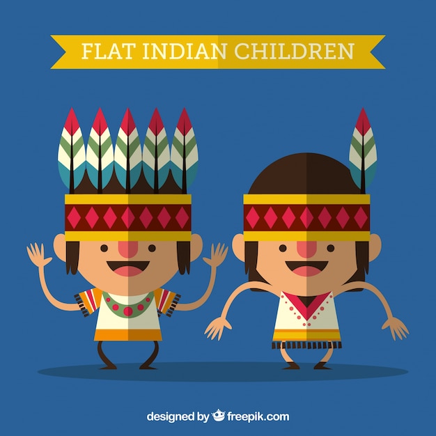 Free vector funny indian children in flat style