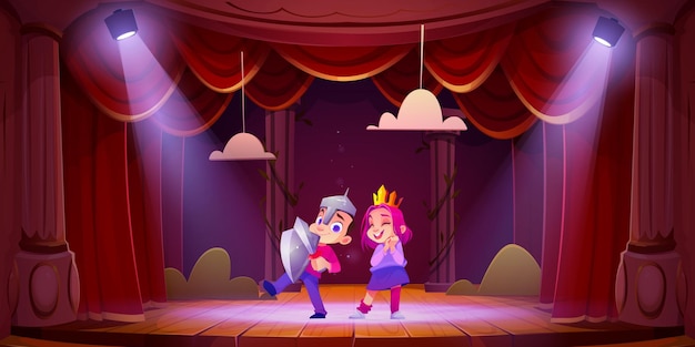 Free vector funny kids performing on theater stage