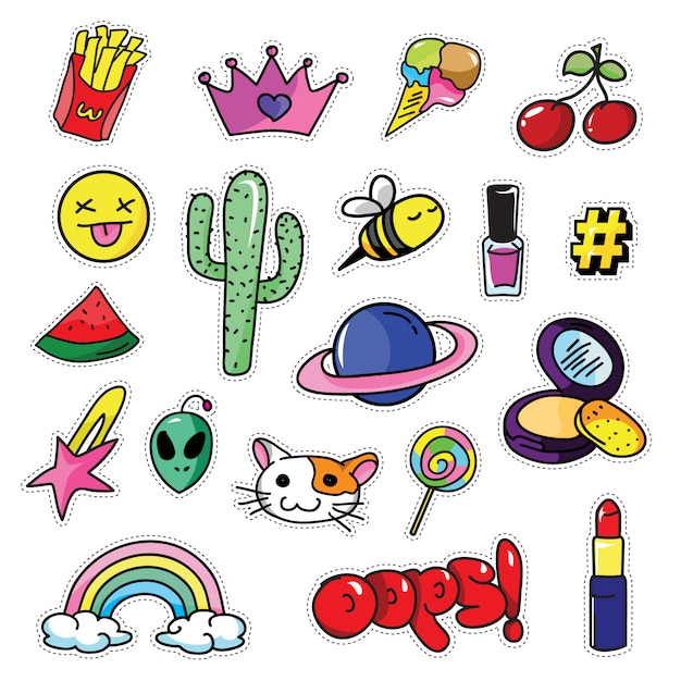 Premium Vector  Sweets food candies stickers, patches, badges