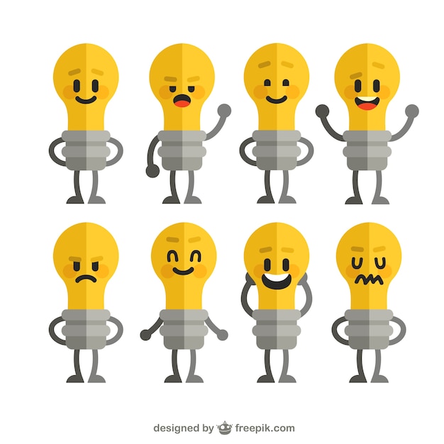 Free vector funny lightbulbs collection