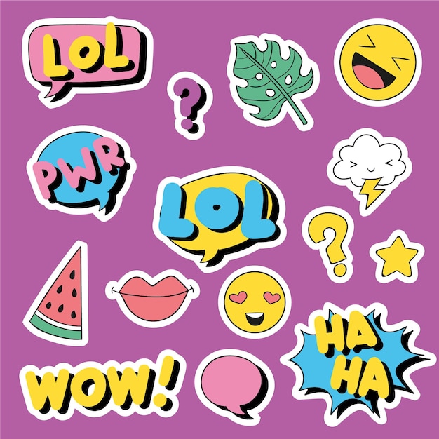 Free vector funny lol stickers collection