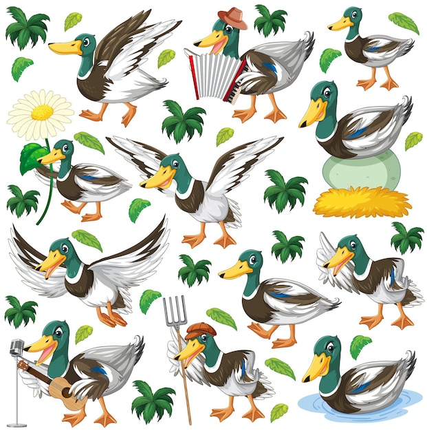 Free vector funny mallard on white background element