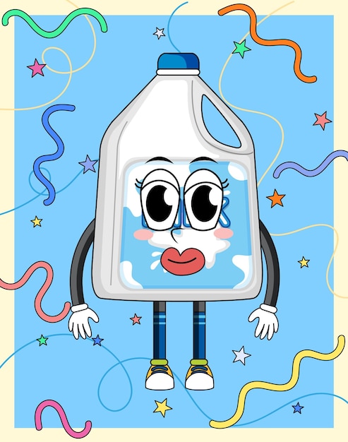 Funny milk bottle cartoon character