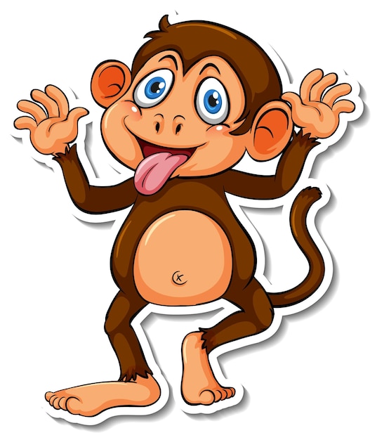Забавная обезьяна мультяшная наклейка