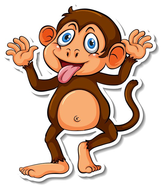 재미 있는 원숭이 동물 만화 스티커