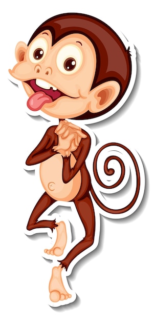 Free vector funny monkey cartoon character sticker