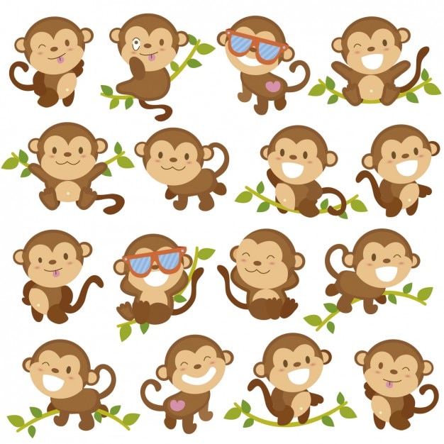 Free vector funny monkey cartoons