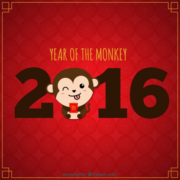 Free Vector funny monkey new year background