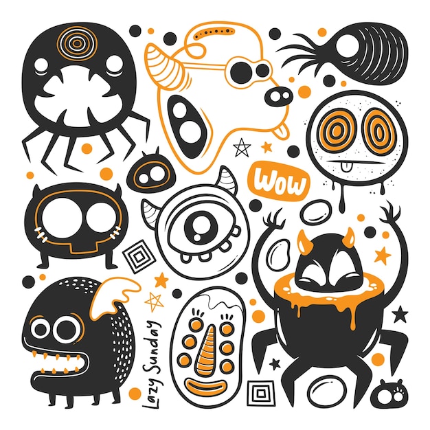 Funny monster  hand drawn doodle vector