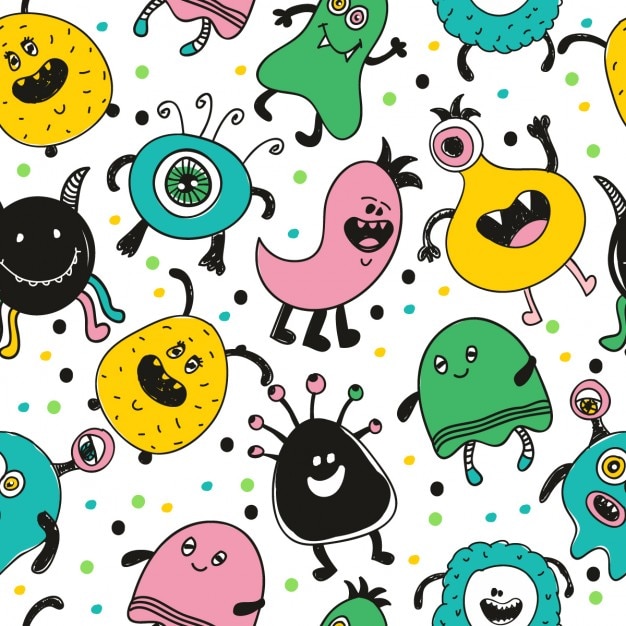 Free vector funny monster pattern