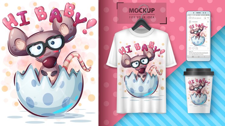 मुफ़्त वेक्टर funny mouse poster and merchandising