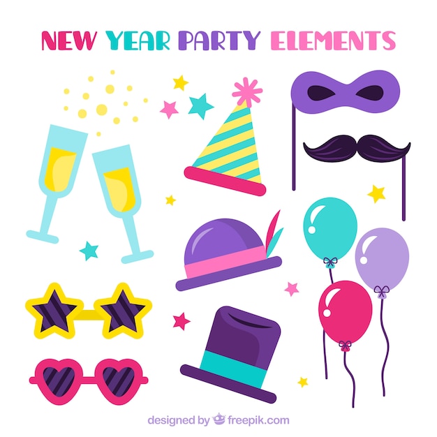 Free vector funny new year party element collection