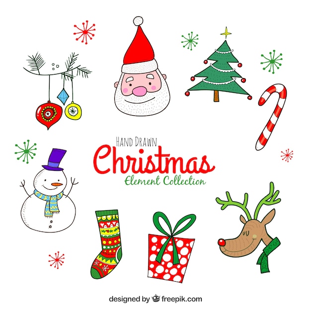 Funny pack of hand drawn christmas elements