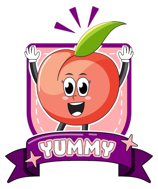 Funny peach cartoon character