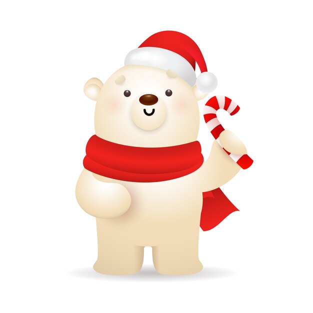 Забавный белый медведь с Рождеством