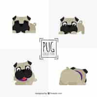 Free vector funny pugs with lovely style