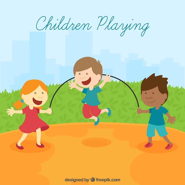 Free vector funny scene of children playing in flat design